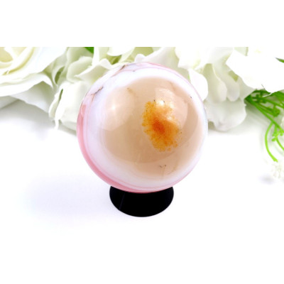 Koule růžový achát 63 mm – dekorace, meditace, znamení zvěrokruhu