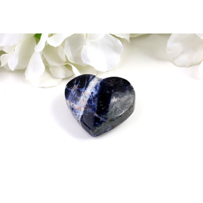 Sodalitové srdce 43mm - Kámen klidu a moudrosti