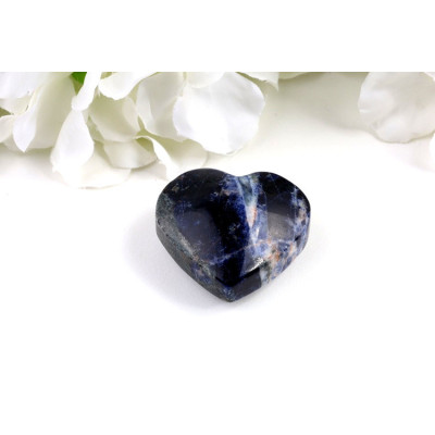 Sodalitové srdce 43mm - Kámen klidu a moudrosti