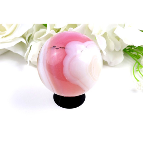 Koule růžový achát 63 mm – dekorace, meditace, znamení zvěrokruhu