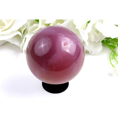 Růžový achát koule 68mm – luxusní dekorace, energie a harmonie