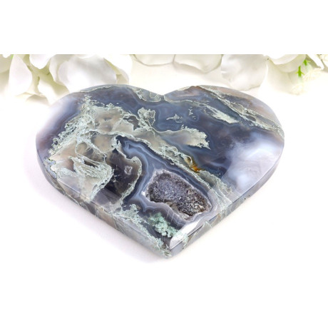 Mechové achátové srdce 120x104 mm | Brazilský achát