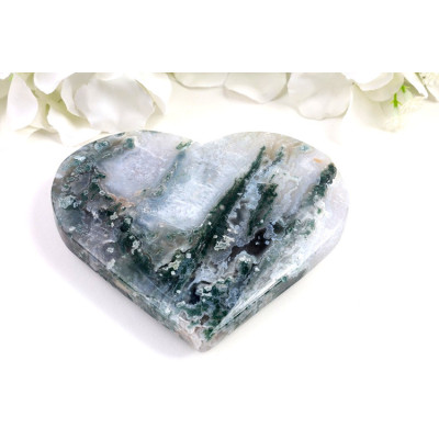 Mechové achátové srdce 107x95 mm | Brazilský minerál
