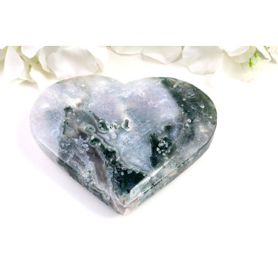 Mechové achátové srdce 107x95 mm | Brazilský minerál