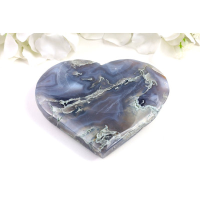 Mechové achátové srdce 106x92 mm | Brazilský achát