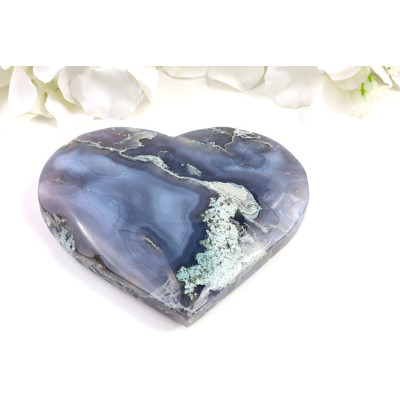 Mechové achátové srdce 106x92 mm | Brazilský achát