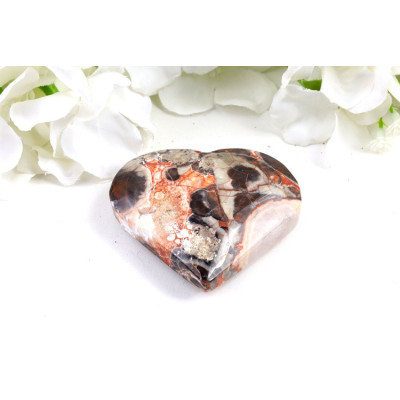 Srdce z penízkového achátu 66x61 mm | Levné minerály