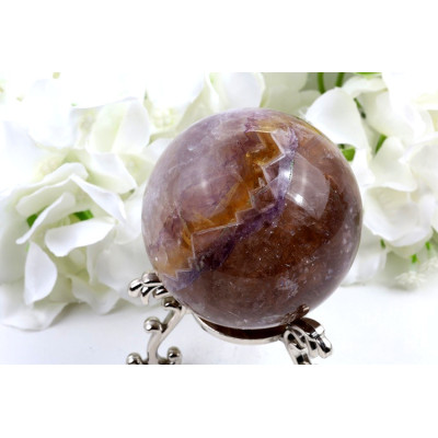 Koule Fluorit 67mm | Madagaskar | Fialovo-hnědá koule