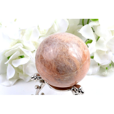 Oranžový měsíční kámen koule 66 mm | Madagaskar