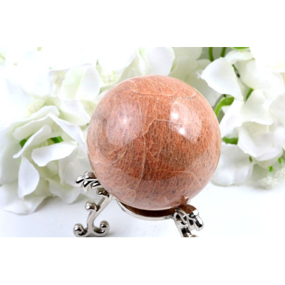 Oranžový měsíční kámen koule 64 mm | Madagaskar