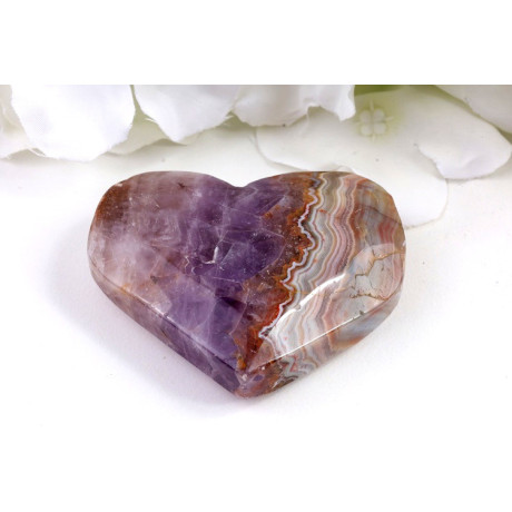 Srdce z ametystu achátu 63x53 mm - fialový kámen Brazílie