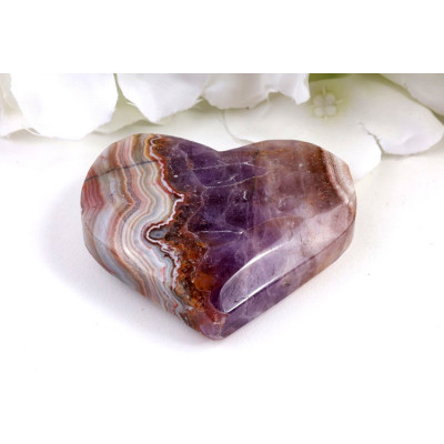 Srdce z ametystu achátu 63x53 mm - fialový kámen Brazílie
