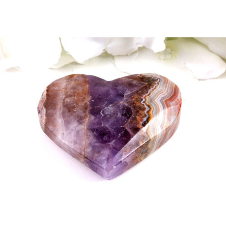 Srdce z ametystu achátu 65x55 mm - fialový kámen Brazílie