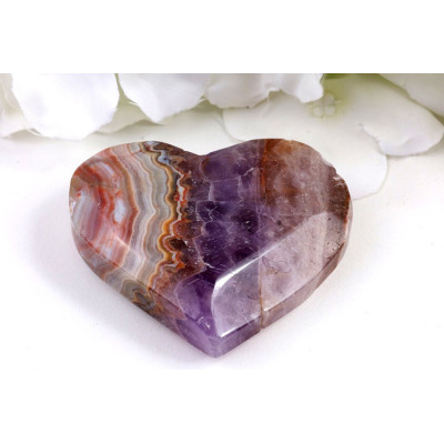 Srdce z ametystu achátu 65x55 mm - fialový kámen Brazílie