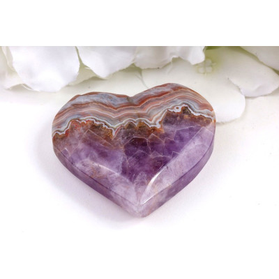 Srdce z ametystu achátu 60x55 mm - fialový kámen Brazílie