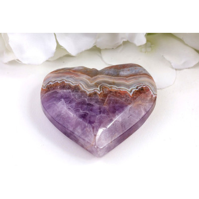 Srdce z ametystu achátu 60x55 mm - fialový kámen Brazílie