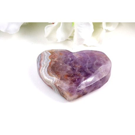 Srdce z ametystu achátu 63x52 mm - fialový kámen Brazílie