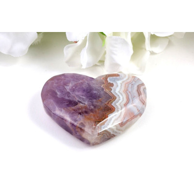 Srdce z ametystu achátu 63x52 mm - fialový kámen Brazílie