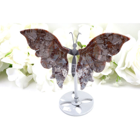 Motýl mechový achát - leštěná dekorace z Brazílie