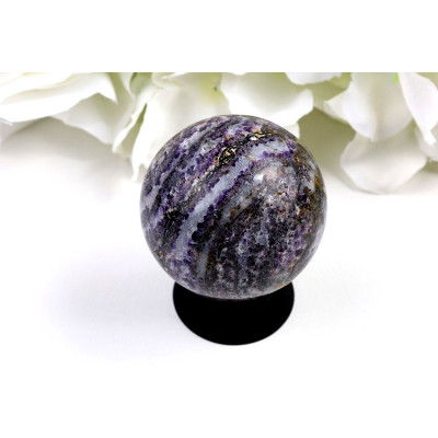 Koule Zebra fluorit 48 mm - unikátní pruhovaný fluorit