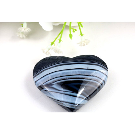 Srdce černý sardonyx 59x52x19 mm - Brazílie