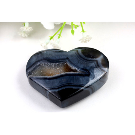 Černý Sardonyx Srdce 96g - Elegantní Kámen z Brazílie