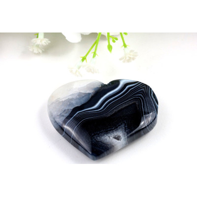 Srdce z černého sardonyxu 6x5.3 cm | Levné minerály