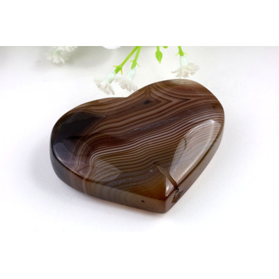 Srdce hnědý achát 101g - penízkovitý achát Brazílie