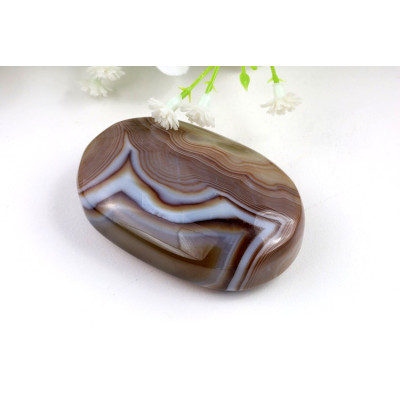 Hmatka hnědý achát 85g - přírodní kámen pro harmonii