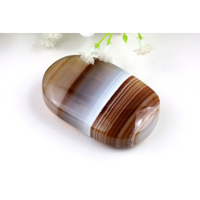 Hnědý achát hmatka 87g - leštěný kámen z Brazílie