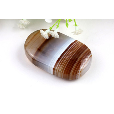 Hnědý achát hmatka 87g - leštěný kámen z Brazílie