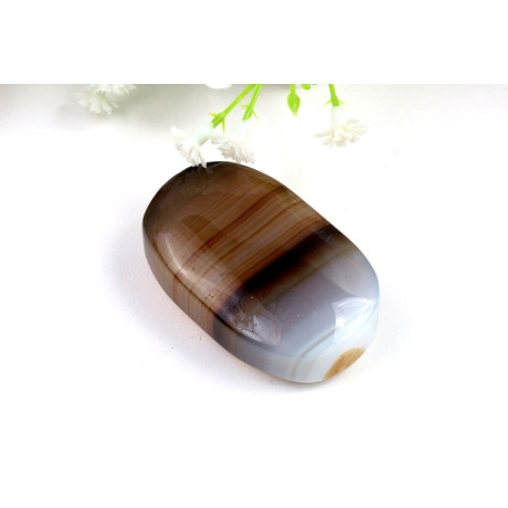 Hmatka hnědý achát 59g | 54x33x17 mm | Brazílie