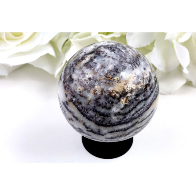 Koule Zebra fluorit 60 mm – unikát z Číny, přírodní minerál