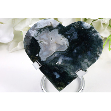 Mechový achát srdce 84x78 mm Brazílie | 115 g