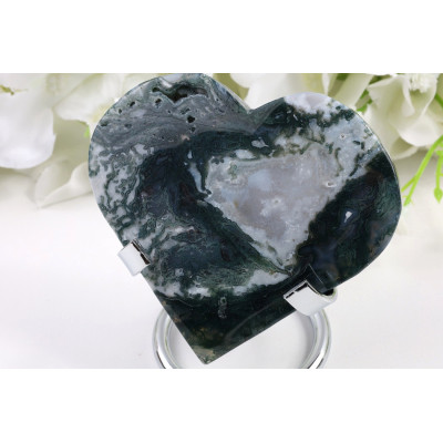 Mechový achát srdce 84x78 mm Brazílie | 115 g