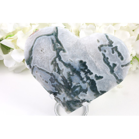 Mechový achát srdce 144 mm | Levnemineraly.cz