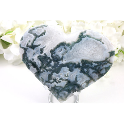 Mechový achát srdce 144 mm | Levnemineraly.cz