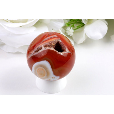 Sardonyxová koule 49 mm | Brazilský kámen, vysoký lesk