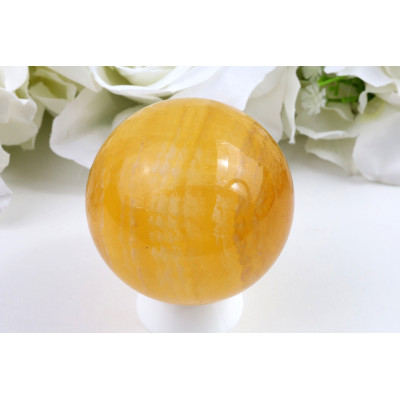 Koule žlutý fluorit 61 mm, 374 g - medový lesk