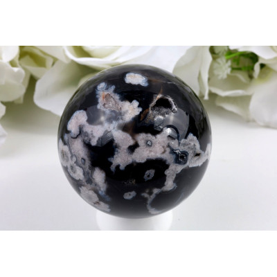 Koule Černý třešnový achát 63 mm - leštěná Brazílie