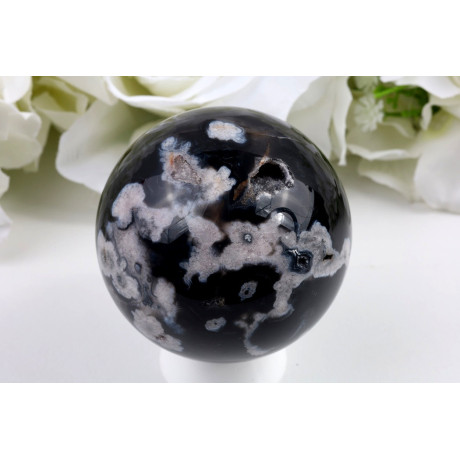 Koule Černý třešnový achát 63 mm - leštěná Brazílie