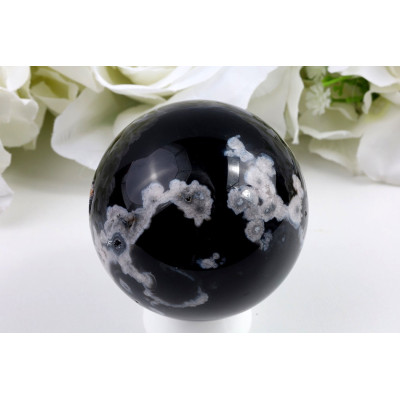 Koule Černý třešnový achát 63 mm - leštěná Brazílie