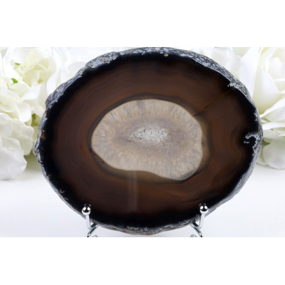 Achát plátek Brazílie 148x121 mm, 395 g, zemité tóny