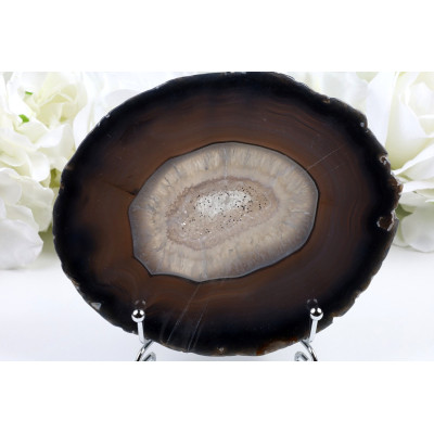 Achát plátek Brazílie 148x121 mm, 395 g, zemité tóny