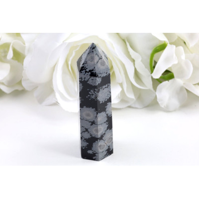 Obelisk vločkový obsidián 95x27x21mm | Levné minerály