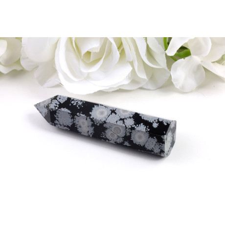Obelisk vločkový obsidián 95x27x21mm | Levné minerály