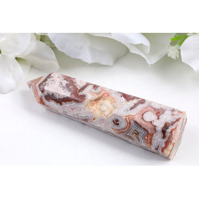 Obelisk Mexický achát 98x28x23 mm - barevné pásování