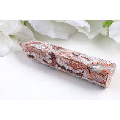 Obelisk Mexický achát 98x28x23 mm - barevné pásování