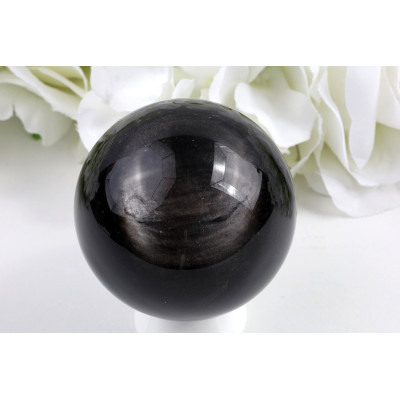 Stříbrný obsidián koule 61 mm - unikátní minerál