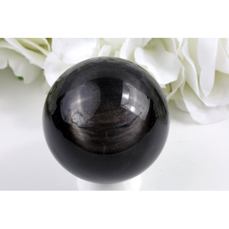 Stříbrný obsidián koule 61 mm - unikátní minerál
